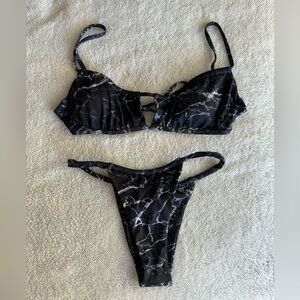 Black marble 2 piece bikini swimsuit